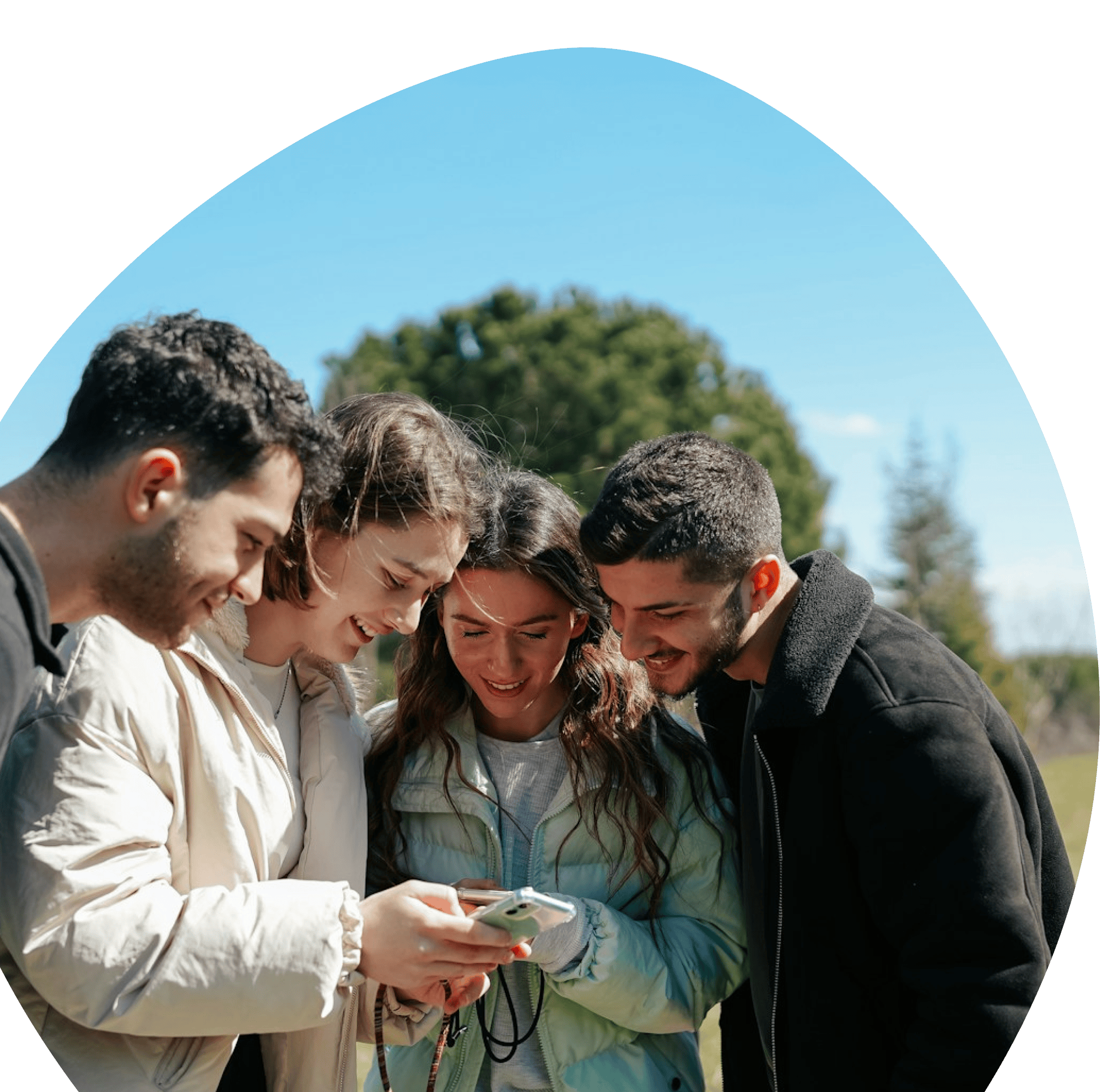 A group of people using Travous to plan their trip and looking at the itinerary while traveling.